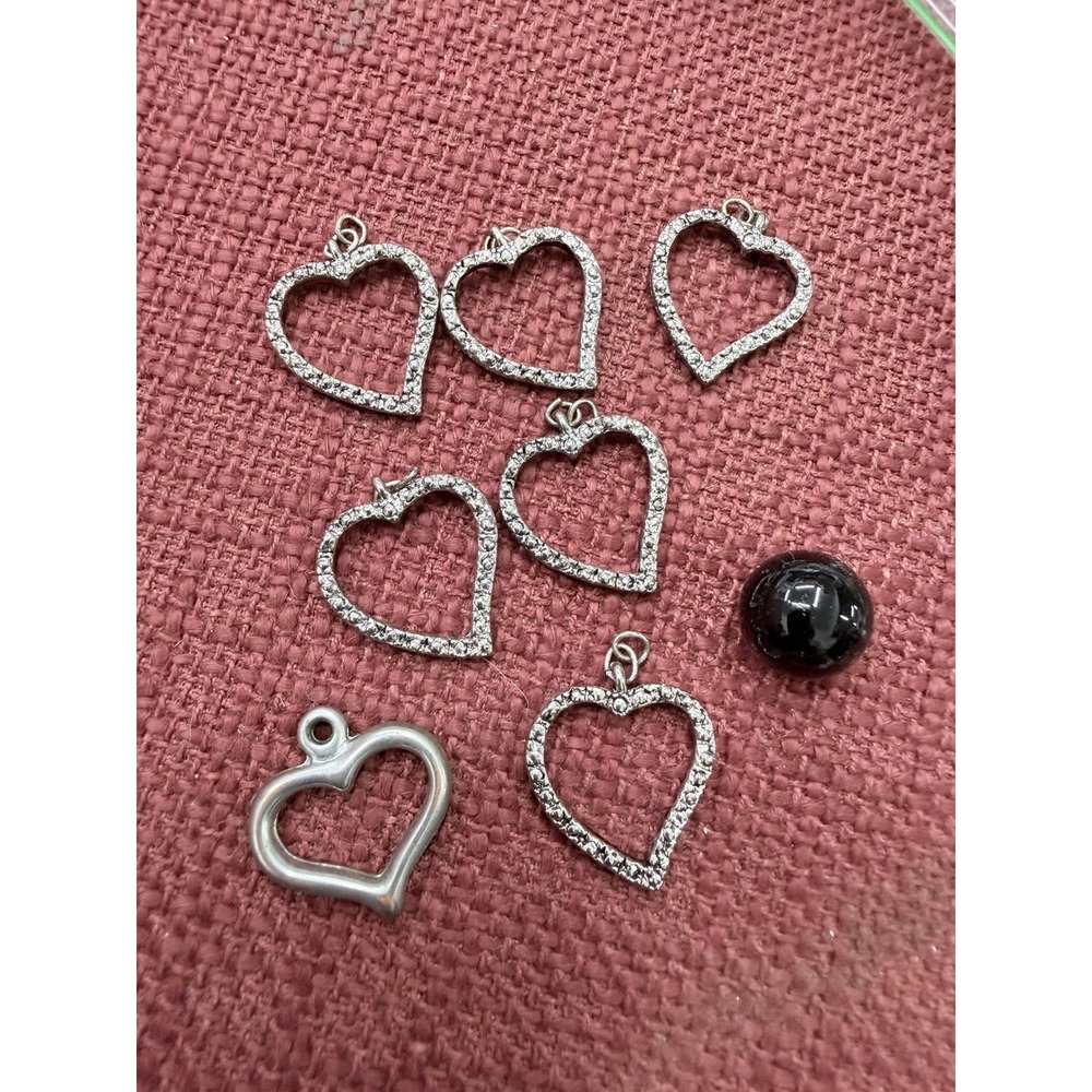 Lot‎ Of 7 Silvertone Heart  Pieces